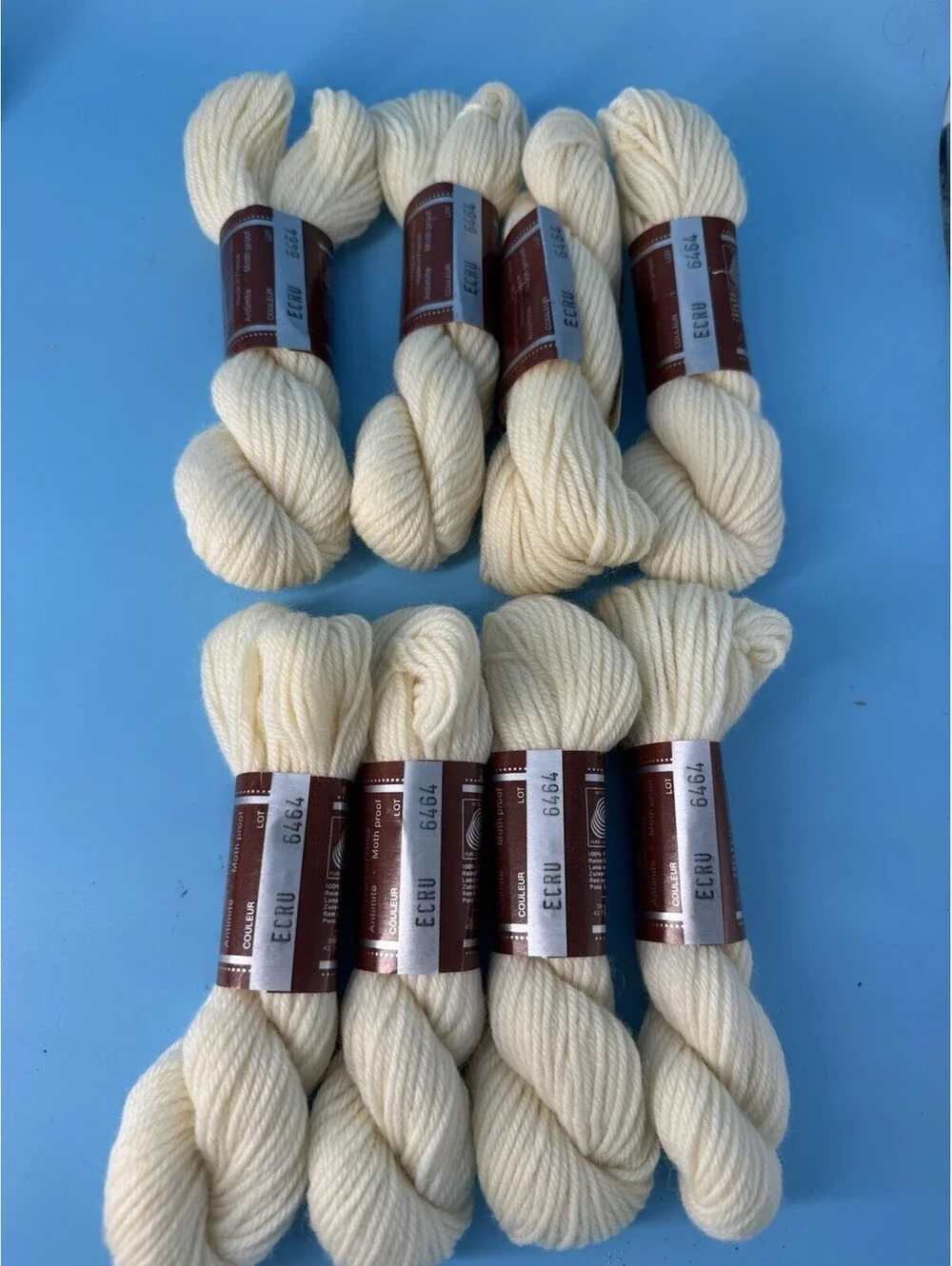 8 DMC Laine Colbert Tapestry Wool Yarn Ecru 6464 Same Dye Lot 42.7 Yd